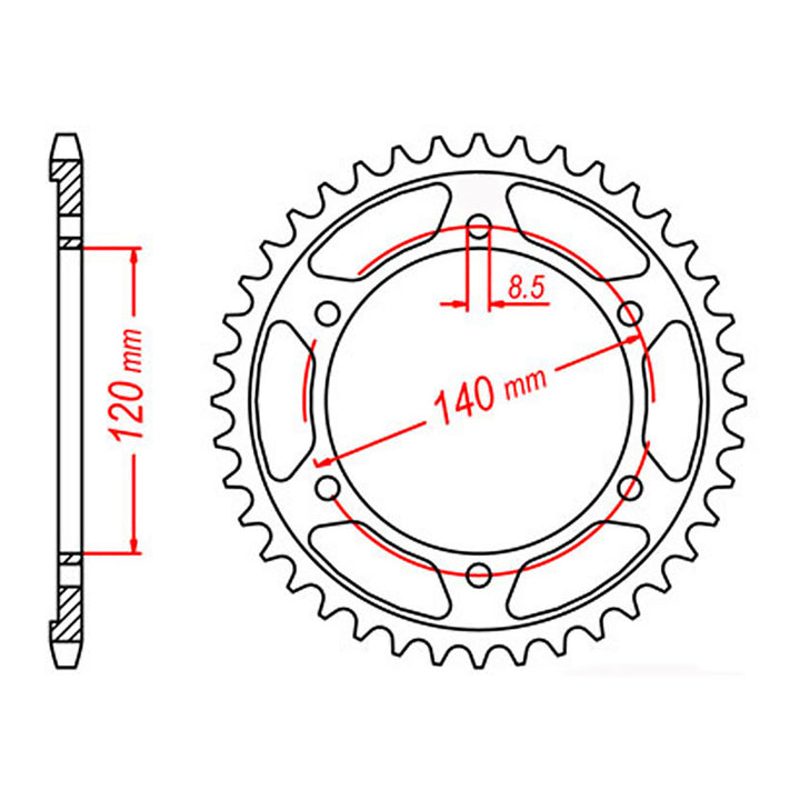 MTX 260 STEEL REAR SPROCKET #520