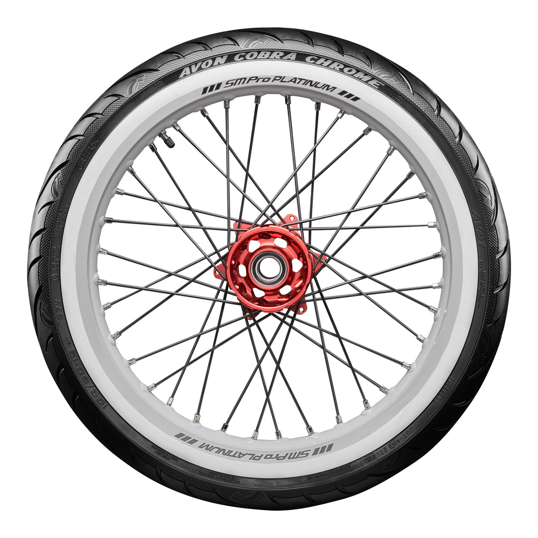 Avon Cobra Chrome 100/90-19 White Wall Front Tyre (57V Rating) AV91