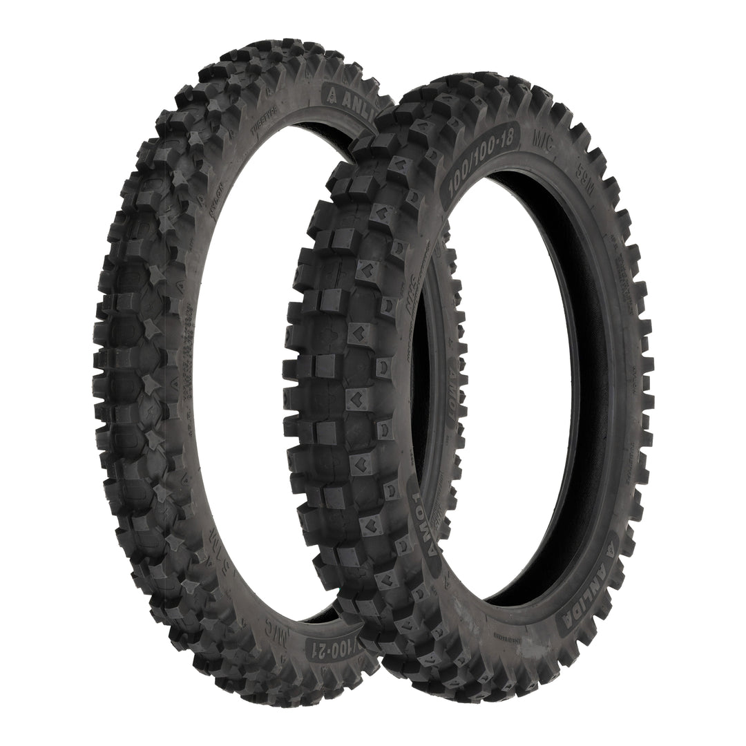 Anlida AM01 Tyre Set 80/100-21 Front & 100/100-18 Rear (NHS)