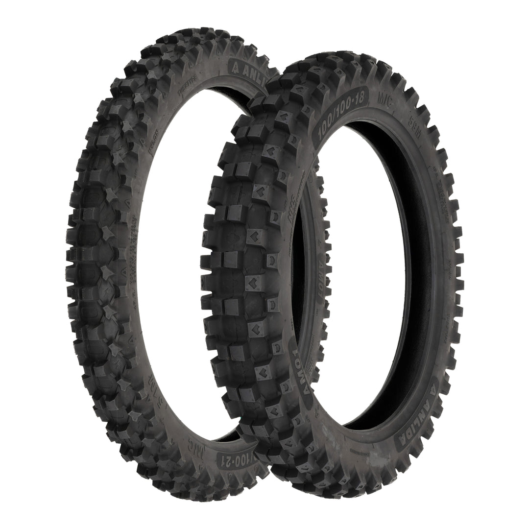 Anlida AM01 Tyre Set 80/100-21 Front & 100/90-19 Rear (NHS)