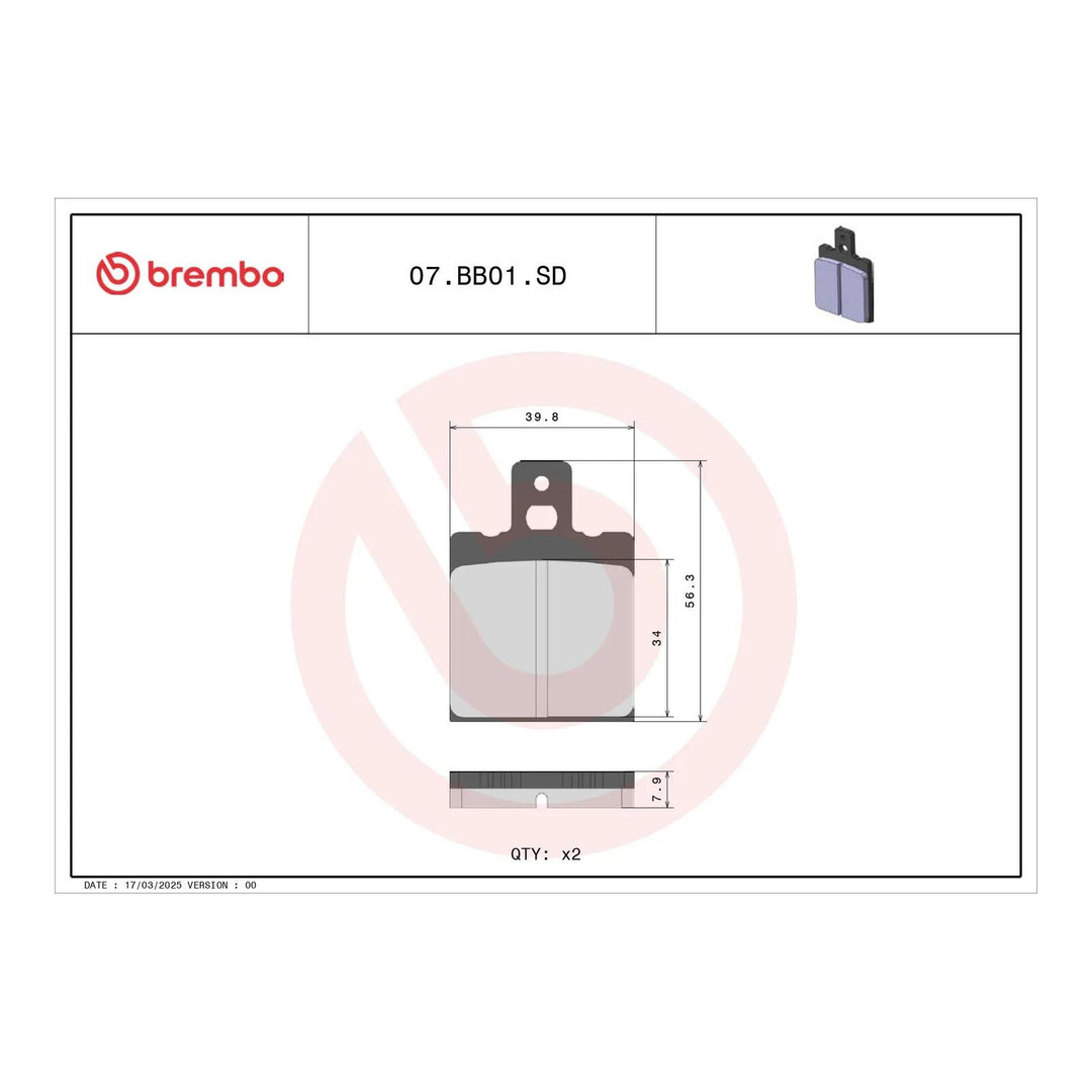 Brembo Prime Brake Pad Sinter Rear 07BB01SD