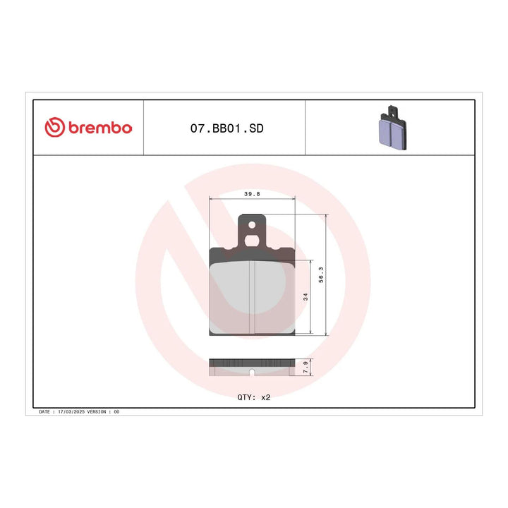Brembo Prime Brake Pad Sinter Rear 07BB01SD