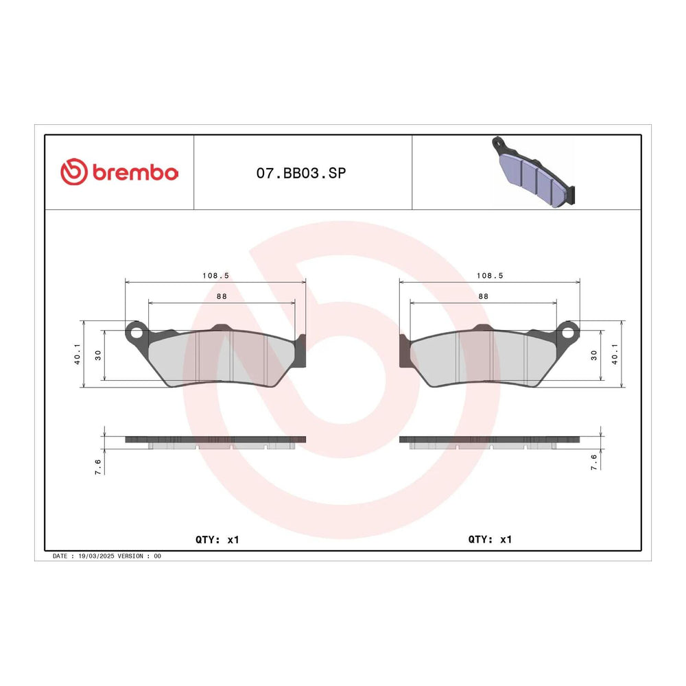 Brembo Prime Brake Pad Sinter Rear 07BB03SP