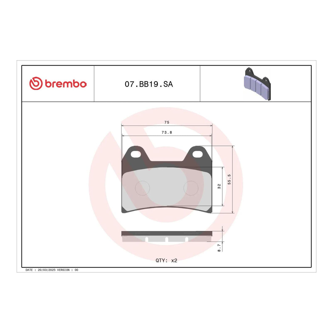 Brembo Prime Brake Pad Sinter Front 07BB19SA