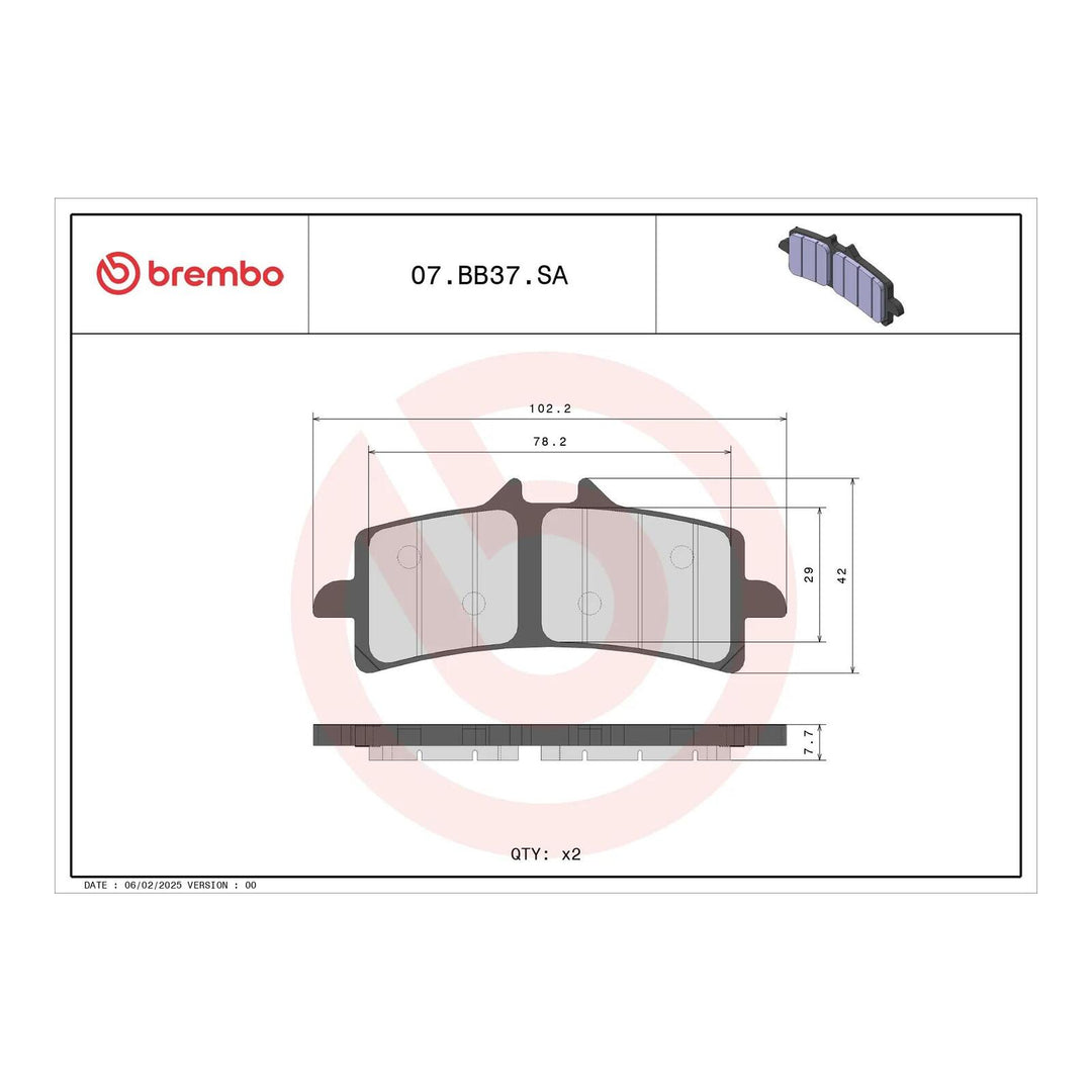 Brembo Prime Brake Pad Sinter Front 07BB37SA