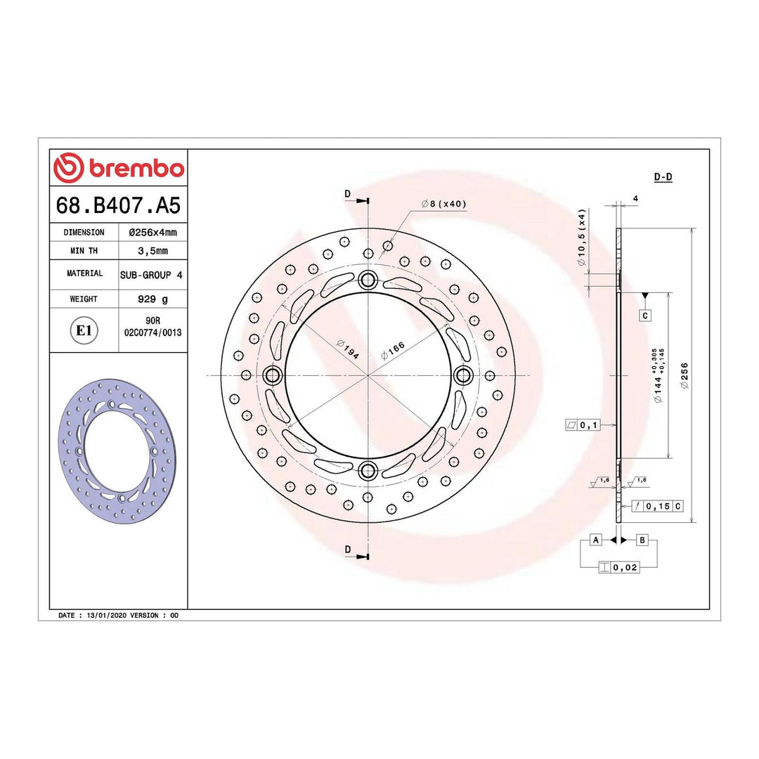 Brembo Prime Brake Disc Serie Oro Front 68B407A5