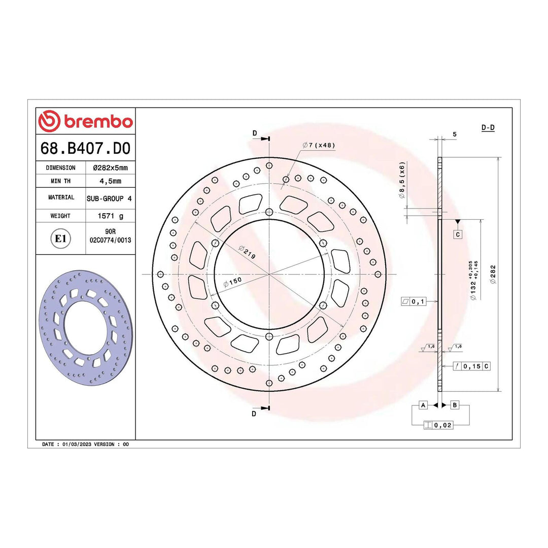 Brembo Prime Brake Disc Serie Oro Front 68B407D0