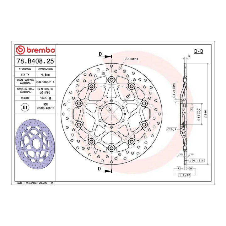 Brembo Prime Brake Disc Serie Oro Front 78B40825