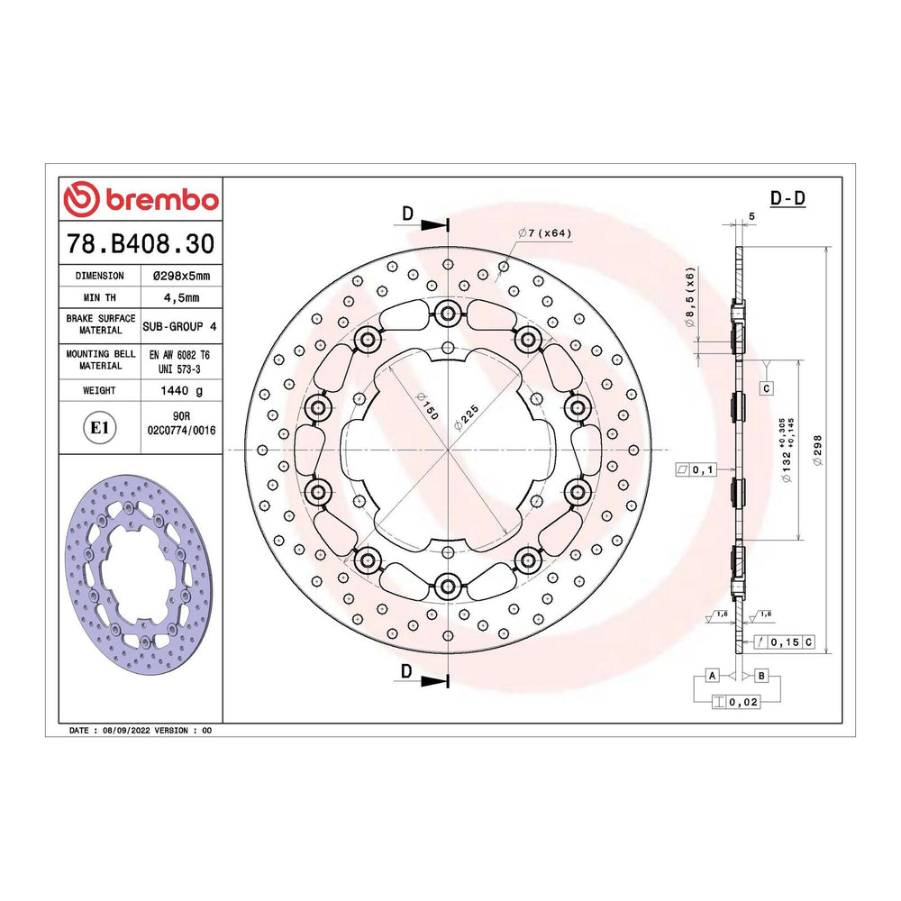 Brembo Prime Brake Disc Serie Oro Front 78B40830