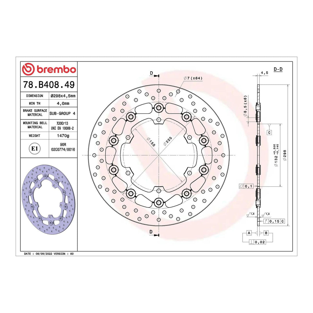 Brembo Prime Brake Disc Serie Oro Front 78B40849