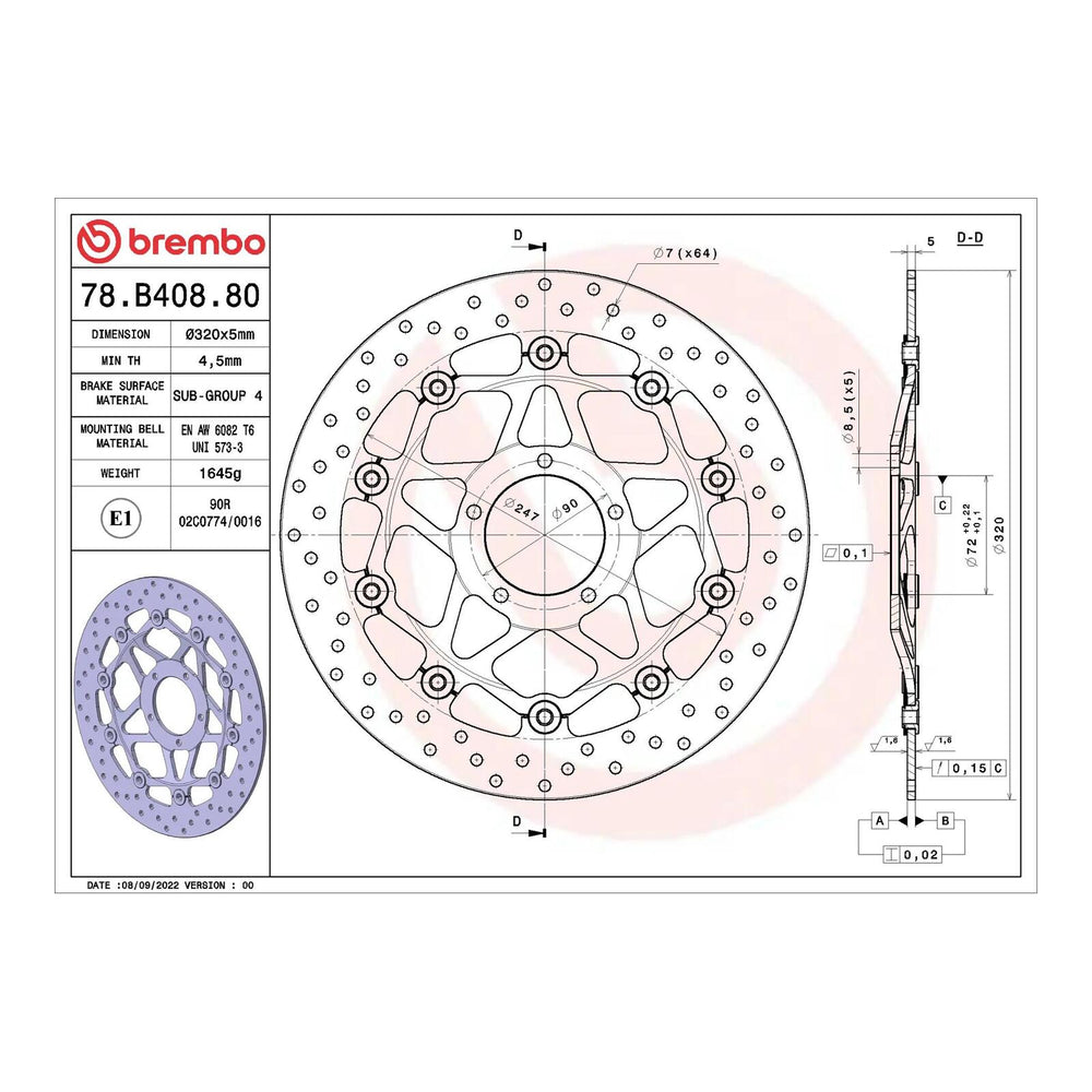 Brembo Prime Brake Disc Serie Oro Front 78B40880