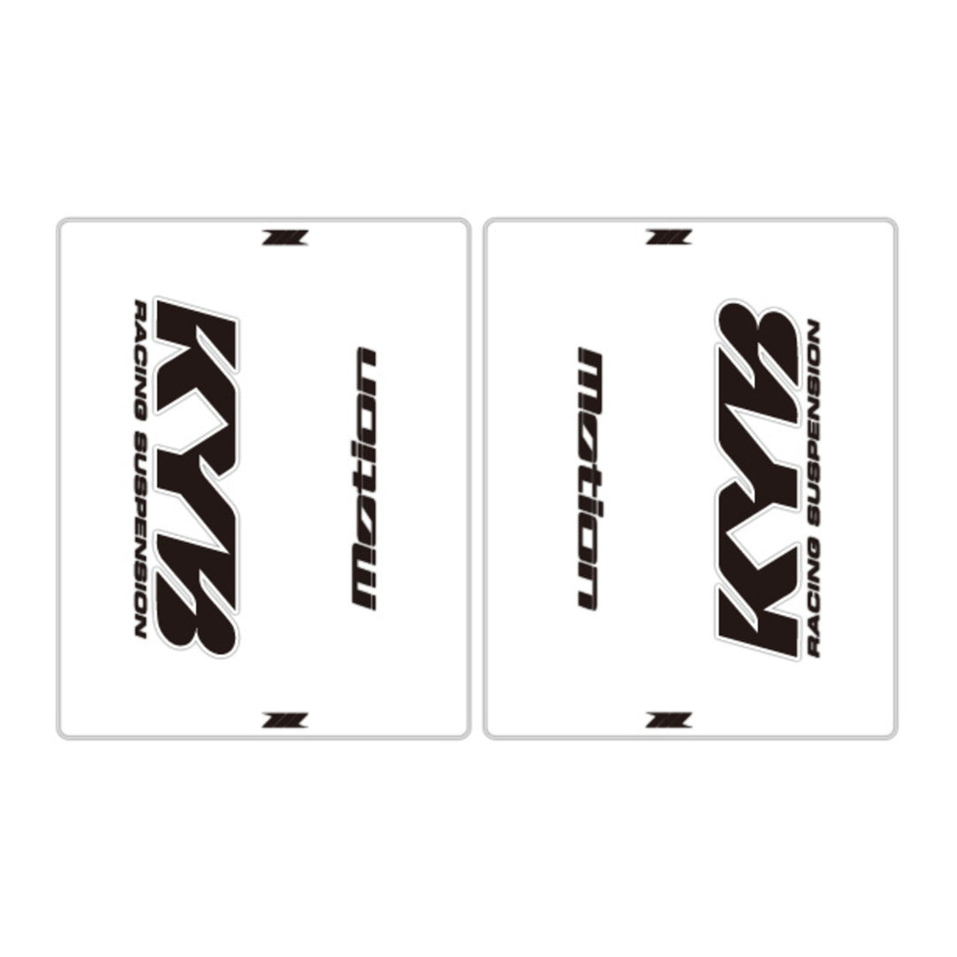DRC Motion Front Fork Outer Decals- KYB 14 - Clear/Black/White