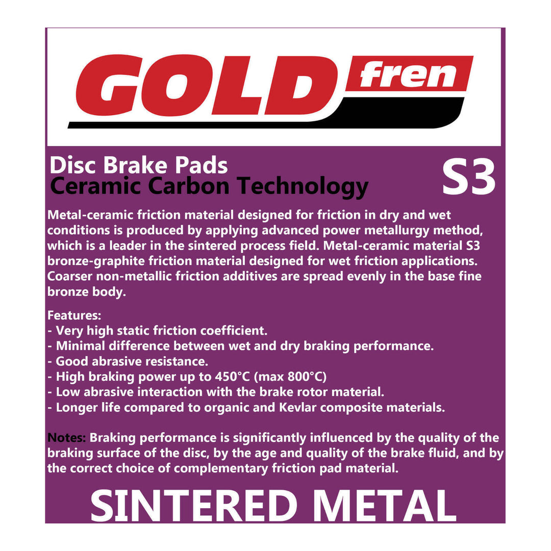Goldfren S33 Brake Pads Front & Rear For Kawasaki KX 85 I - 2001-2019 Goldfren S33 Brake Pads Front & Rear For Kawasaki KX 85 I - 2001-2019
