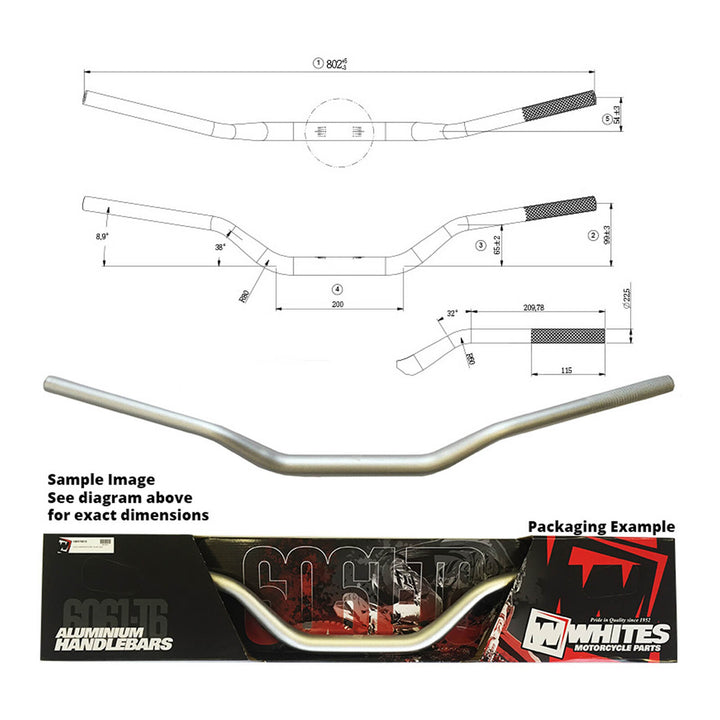 Whites Handlebar Taper AL6061 Silver CR125/CRF250/450 KX250/450