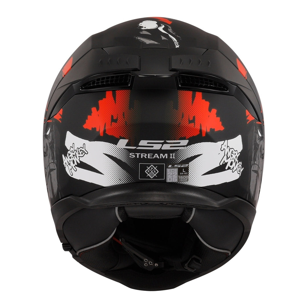 LS2 FF808 Stream II Angry Monkey Helmet - Matte Black / Red 06