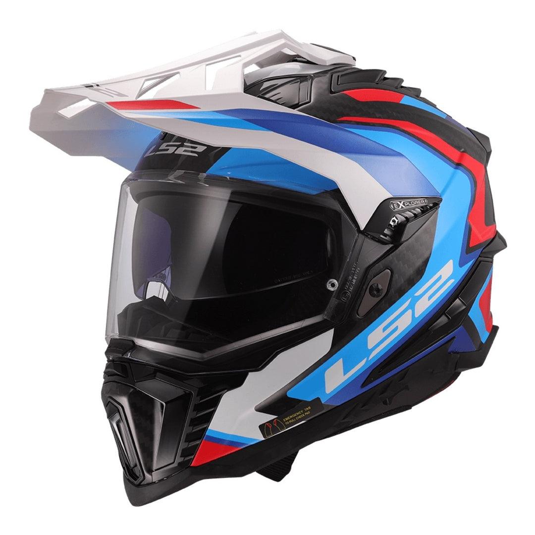 ls2 blue white red helmet 2019 LS2 MX701 Explorer Carbon Frontier II Helmet