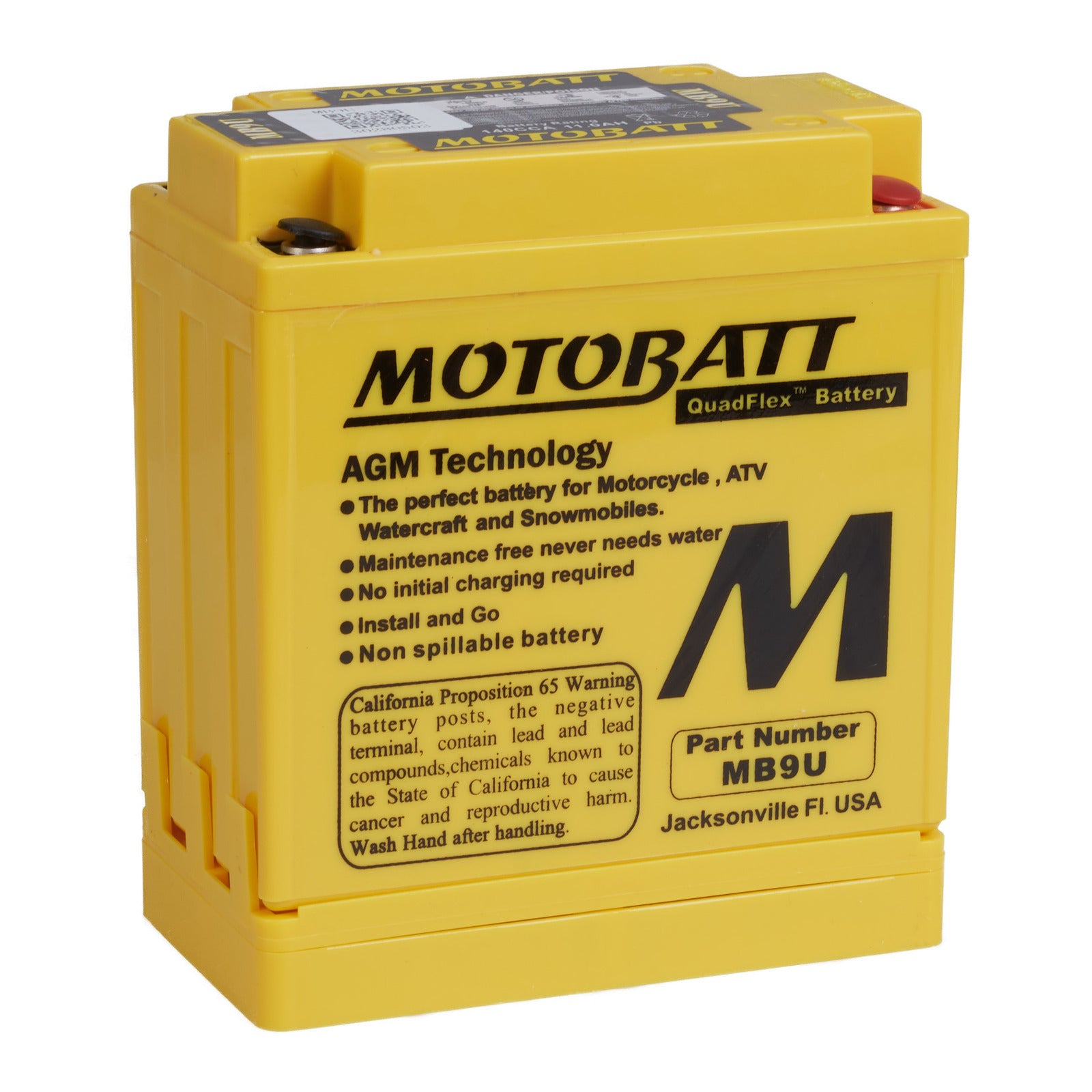 Motobatt Battery Quadflex AGM MB9U WhitesMoto
