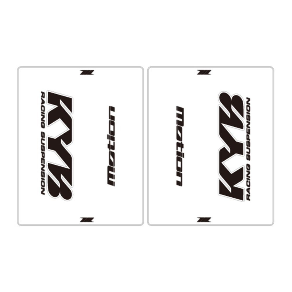 DRC Motion Front Fork Outer Decals- KYB 14 - Clear/Black/White
