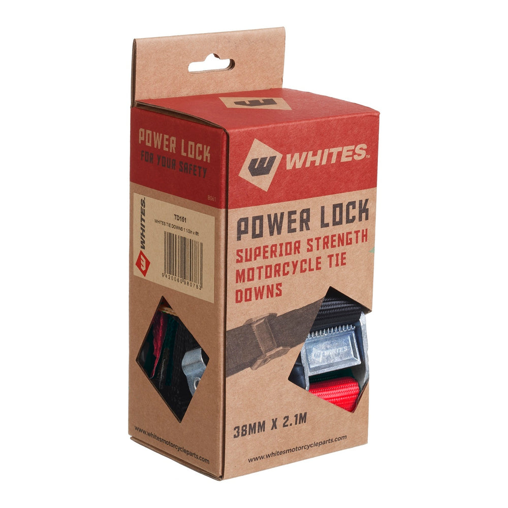 Whites Tie Downs 1 1/2in x 6ft - Black / Red