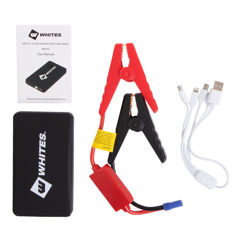 portable lithium jump starter connecting to scooter battery