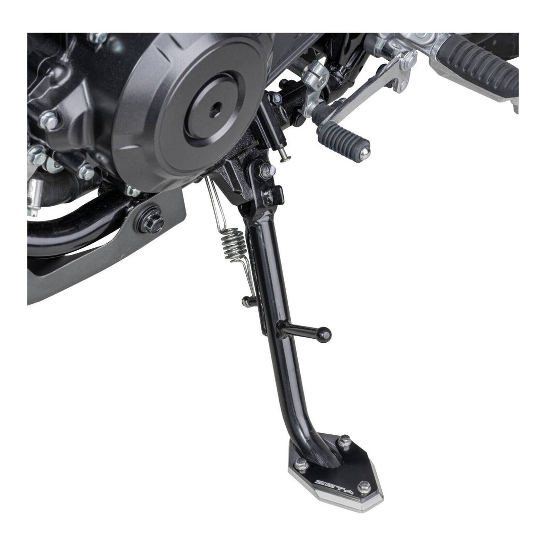 Zeta Side Stand Extender - Black / Silver - Suzuki V-Strom 250 ('17-) / V-Strom